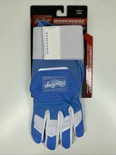 Rawlings Light Blue Workhorse Compression Strap Batting Gloves Adult Large NWT