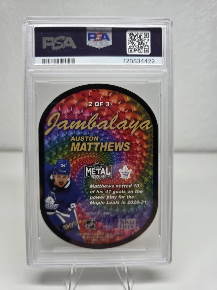 Skybox Metal Universe Jambalaya Achievement 2021-2022 Auston Matthews SSP PSA 10 Foto 2 de 2