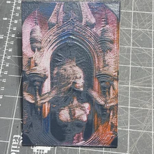 Laser etched fantasy alien woman temple AI 3d art textured pinup sci-fi 4x6 mdf