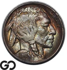 1916-D Buffalo Nickel 5C Key Date AU *Stellar Rainbow Toning* Better Denver Mint