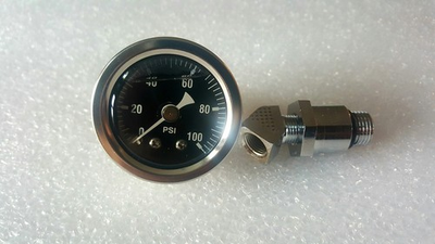 #ad 100 PSI Oil Pressure Gauge with Adapter Fitting for Shovelhead amp; Big Twin EVO $39.02