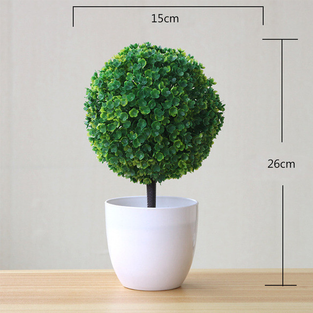 Artificial Plants Potted Green Bonsai Small Tree Grass Plants Pot Ornament-image