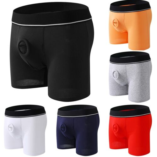 Herren Unterhose Open Pouch Loch Boxershorts Cockring Baumwolle Unterwäsche Boxershorts - Bild 2 von 45
