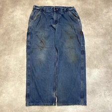 Carhartt Denim Jeans Mens 36" Relaxed Fit Straight Leg Carpenter Trousers, Blue