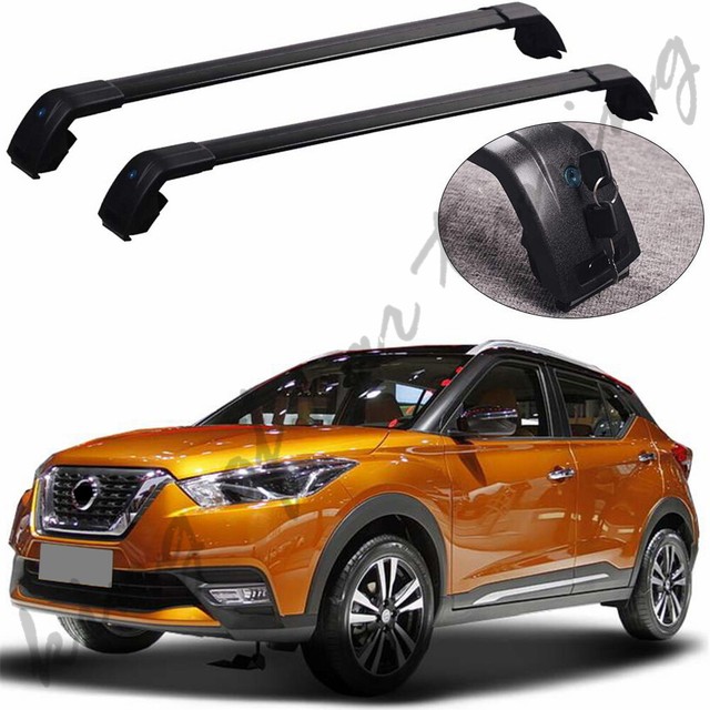 Black Crossbars Cross Bars Roof Rail Rack Fit for Nissan Kicks 2018