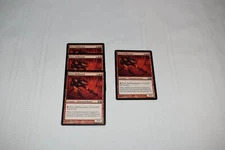 MTG card: 4x Fiery Hellhound, Red Creature, Magic 2010