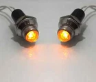 Pair Amber Pilot Dash Indicator Warning Lights 12V - Vintage Classic Hot Rod