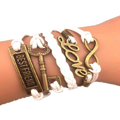 Unendliches Love Schlüssel Best Friend Infinity Weiß Armband