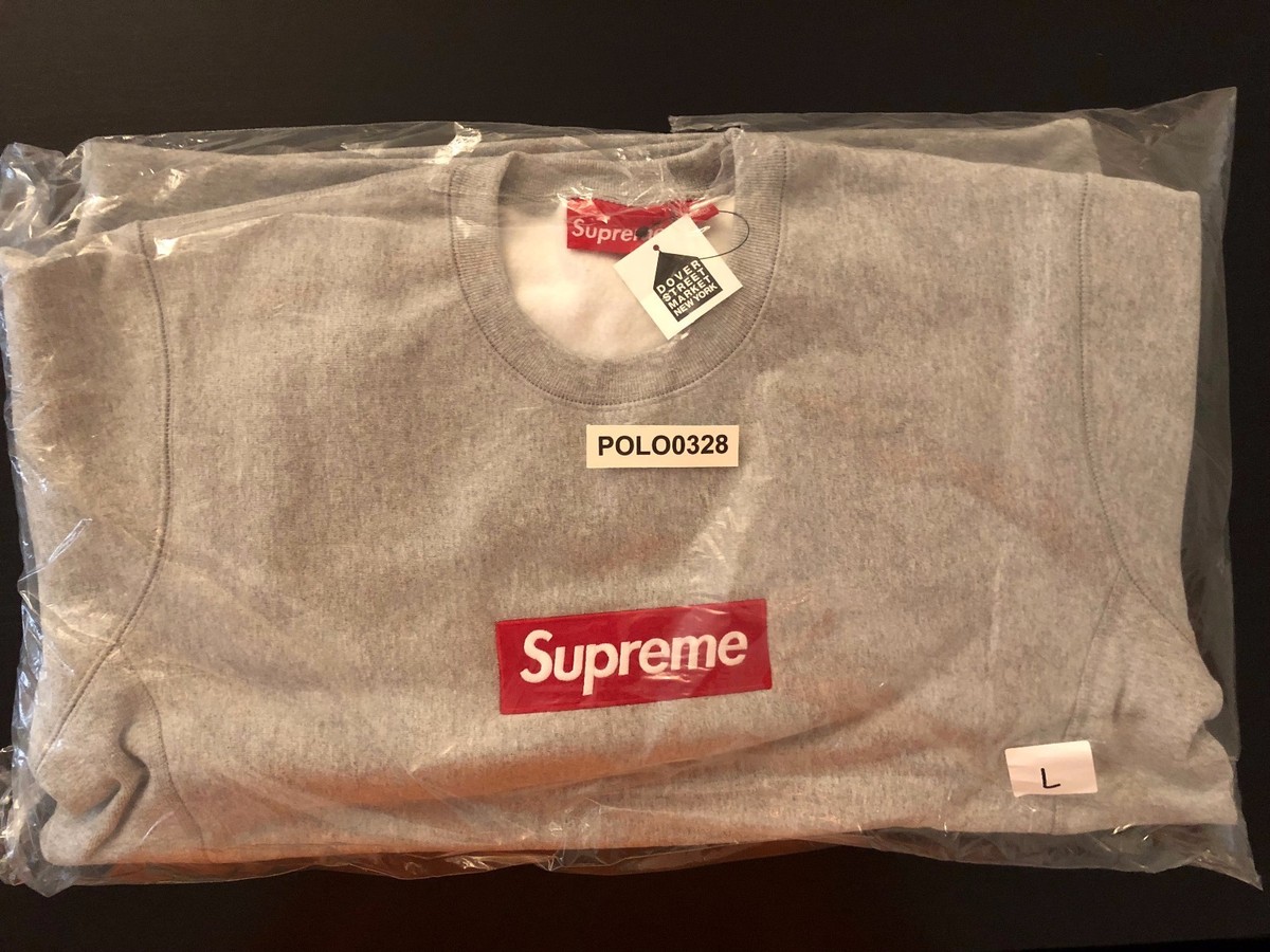 SUPREME 15FW BOXLOGO CREWNECK GREY GRAY LARGE NEW DS WITH TAG | eBay