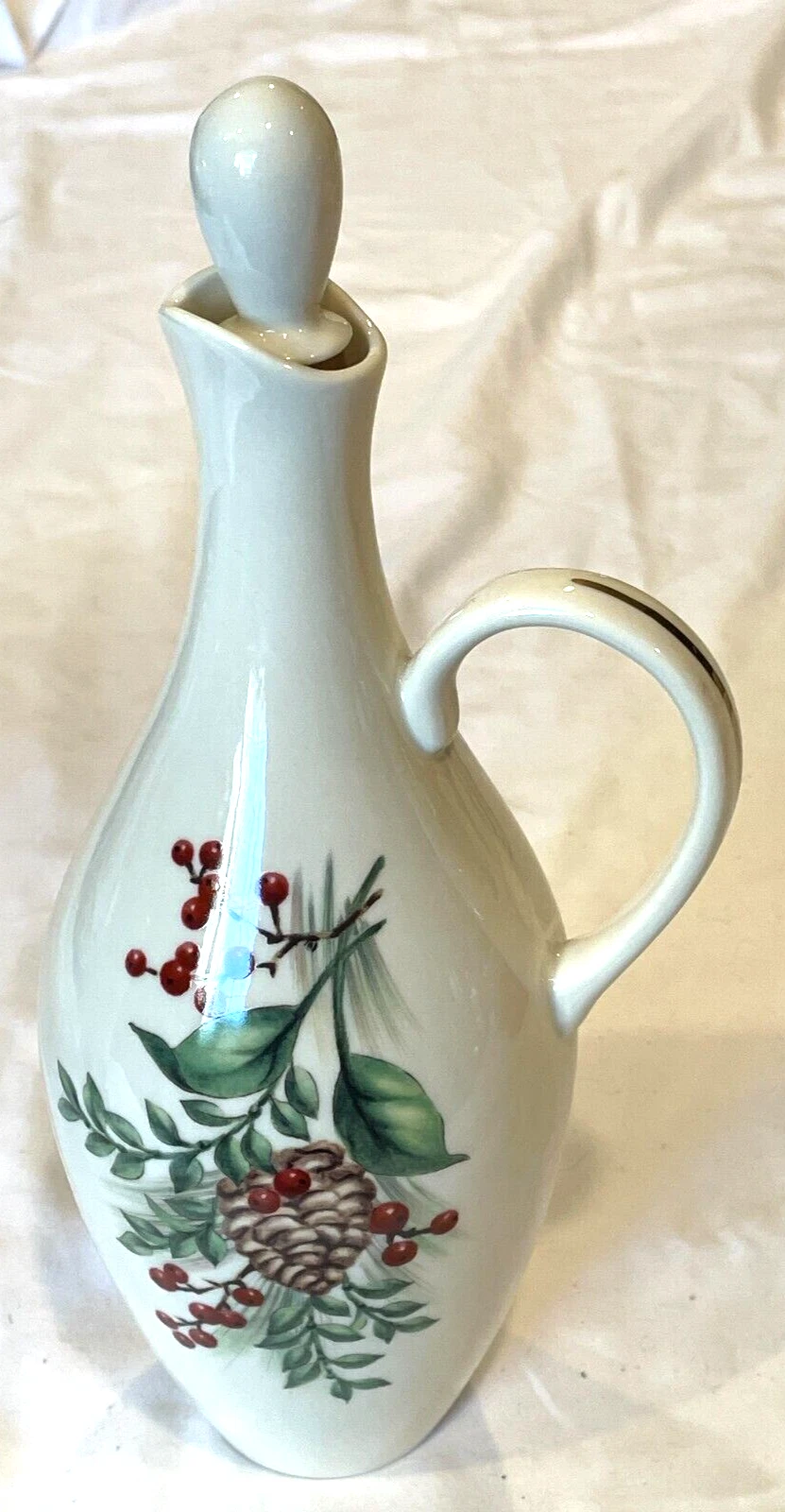 LENOX WILLIAMSBURG BOXWOOD & PINE OLIVE OIL CRUET DECANTER 10.5 INCH -FREE SHIP