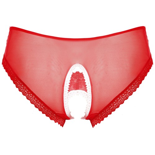 Men's Sheer Lace Briefs Low Waist Pouch Underwear Open Crotch Crossdress Panties - Picture 13 of 80