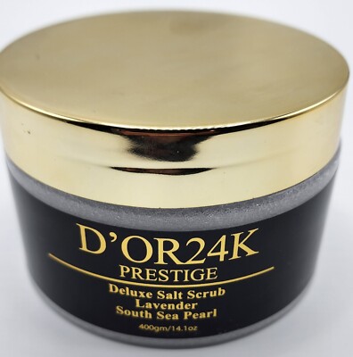 D'OR 24k prestige Deluxe salt scrub Lavender South Sea Pearl 400gm/14.1 oz. 