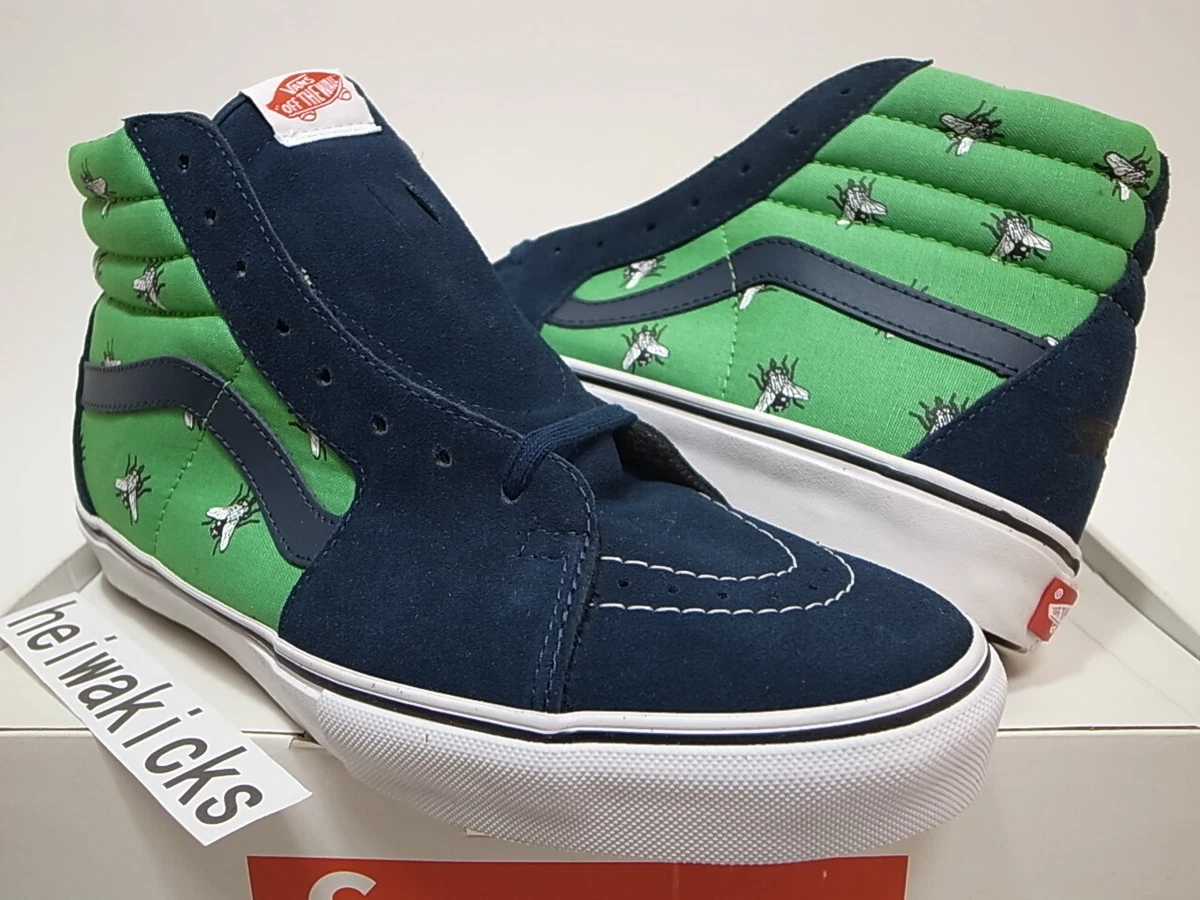 2011 Supreme x Vans Sk8 Hi Pro Fly Flies Navy Green VN-099N5WI size 10