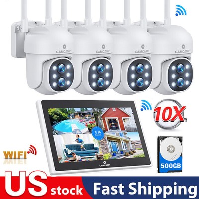 10CH NVR 4MP Security Camera System Kit With 10'' Monitor Plug&Play PTZ Rotation