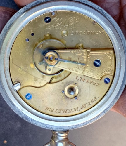 Am. Waltham Broadway 18s 7j Pocket Watch Alaska Silver Watch Case Key Wind & Set - Picture 8 of 8