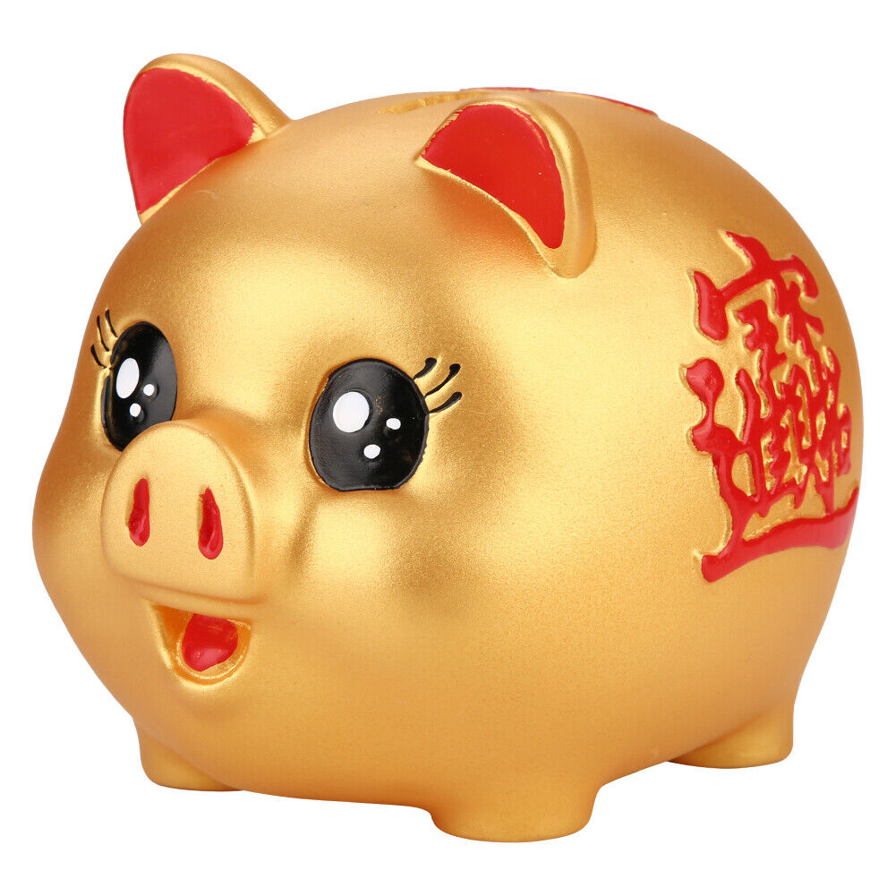  9 Gold Pig Lucky Porcelain Fortune Pig Money Box Piggy Bank :  Toys & Games