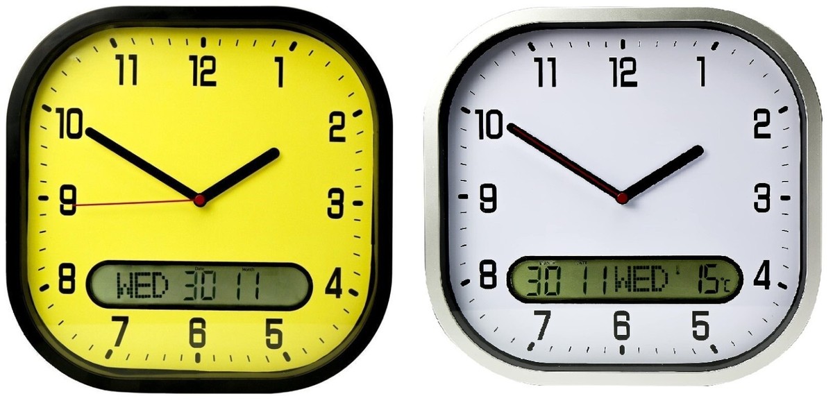 High Contrast Clock Date And Time Wall Clock Lifemax High Contrast Clear Time Day Date