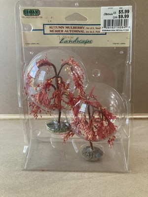 Lemax Autumn Mulberry Tree Small 14564A Village Landscape Accessory Set Of 2