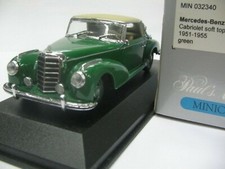 WOW EXTREMELY RARE Mercedes W188 300S Soft Top Green 1:43 Minichamps-180/200/220