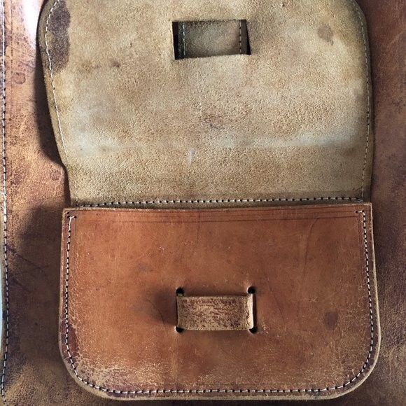 Vintage 70s distressed rectangular shaped brown l… - image 12