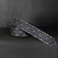 Aged Studded Guitar Strap. Grommets Design. 2.5 inches Wide. Handmade. BLACK