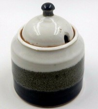 BEAUTIFUL TRI-COLOR CERAMIC 4" CONDIMENT CONTAINER SPECKLED INNER DESIGN