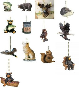 Rustic Lodge Ceiling Fan Pull Bear Bass Buck Cabin Owl Duck Wolf