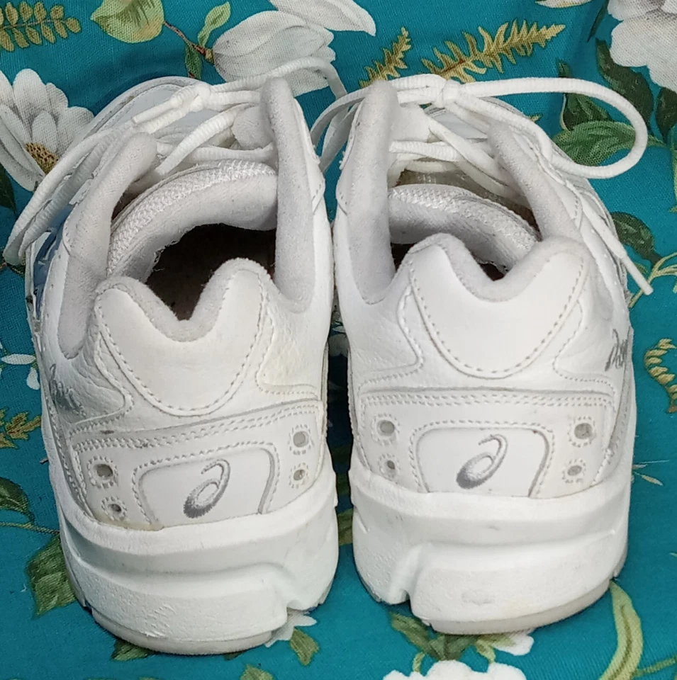 ASICS - SNEAKERS - Women's Size 10 White with Blue Leather w/ Faux Leather * VG - Image 4 of 4