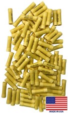 100 12-10 AWG Gauge Yellow Vinyl Insulated Butt Splice Connector Wire Terminal