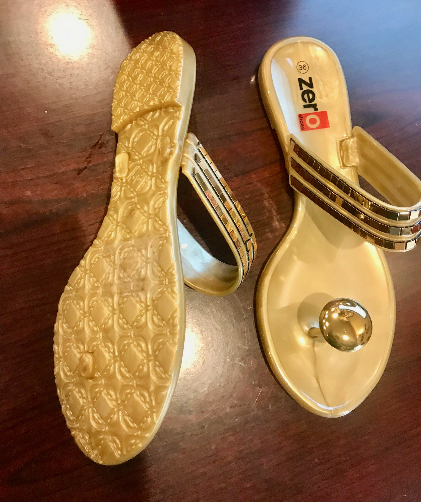 PANTOFOLA D’ORO BELLISSIMA PANTOFOLA DONNA BY ZERO SCARPE ORO TAGLIA 36 NUOVA CON SCATOLA US 6