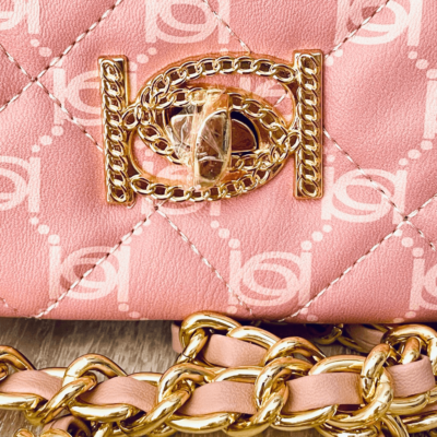 NWT BEBE Gorgeous Pink logo Liv Signature quilted gold chain Crossbody bag NWT BEBE Gorgeous Pink logo Liv Signature quilted gold chain  main image 3