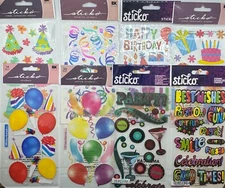 Sticko Birthday Stickers - Party, Celebration-Themed - Scrapbook Stickers