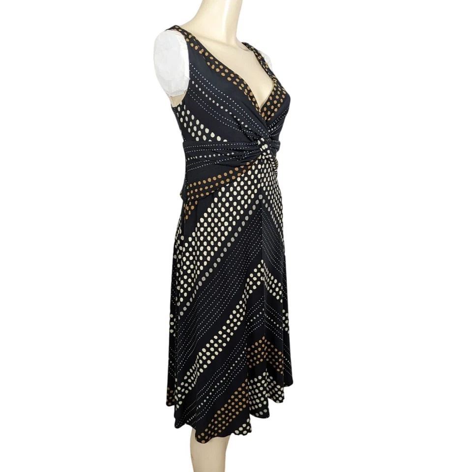 JONES NEW YORK dress sz 14 black white polka dot sleeveless low cut front back - Image 2 of 4