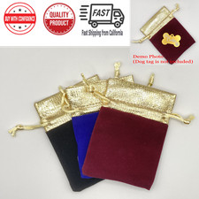 10/20/30 Small 2.75" x 4" Velvet w/Gold Trim Jewelry Gift Party String Bag Pouch