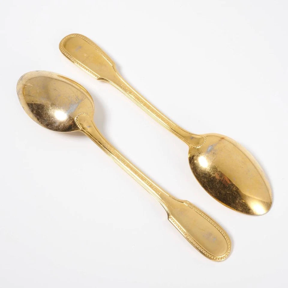 Georgian House Perles 18/10 Stainless France Goldplate Tablespoons 6 pieces - Image 3 of 4