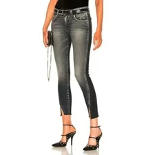 AMO Women's Black Gray Wash Twist Two Tone Dark & Stormy Ankle Jeans Size 28