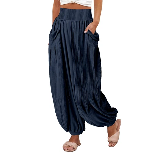 Lose Damen-Freizeithose mit breitem Bein böhmisch Hippie Übergröße Sport Yoga Hose - Bild 18 von 28