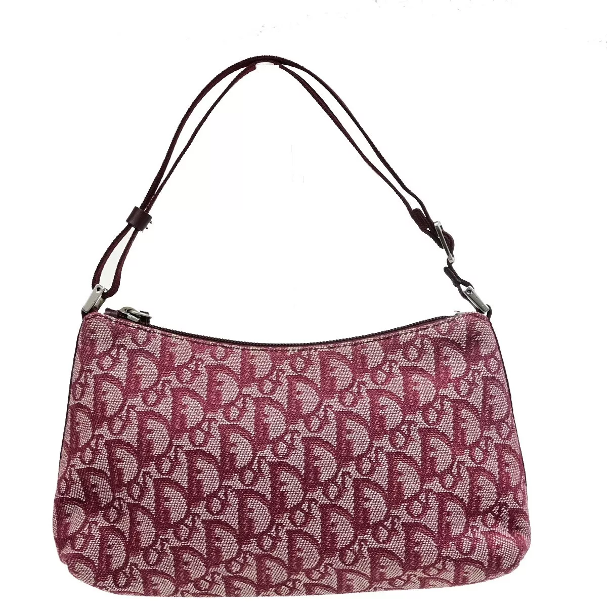 Sac à main CHRISTIAN DIOR logo motif trotteur toile cuir rouge SHW 95EE049