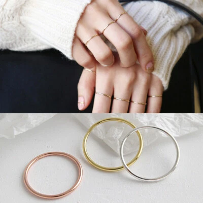 Schmaler Damen Ring Rundprofil Sterling Silber 925 42 - 59 dünn rosegold - Bild 1 von 4