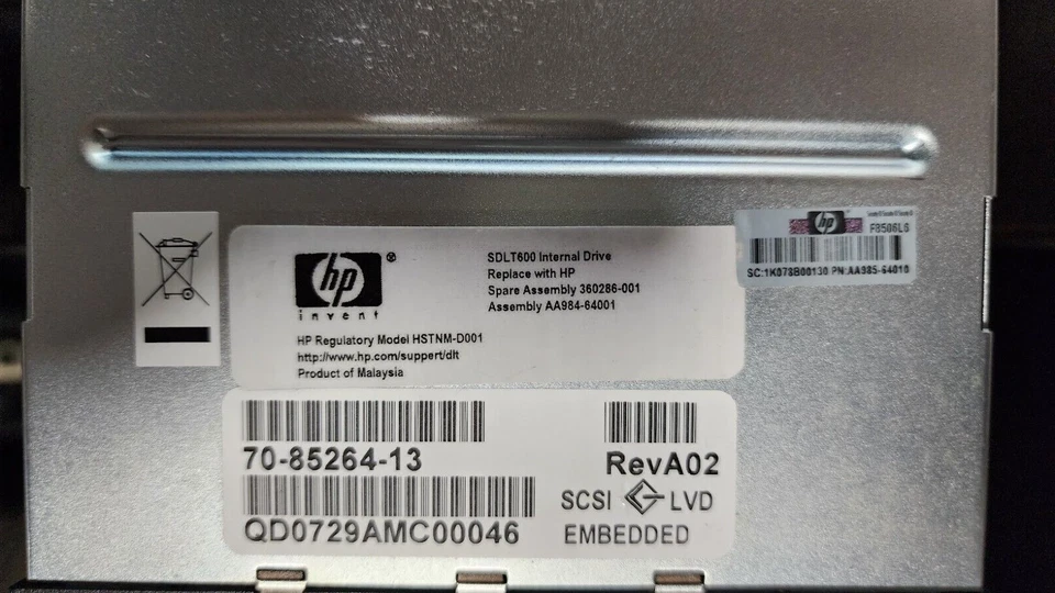 HP StorageWorks SDLT600 360286-001 AA984-64001 internal Tape Drive - Image 2 of 2