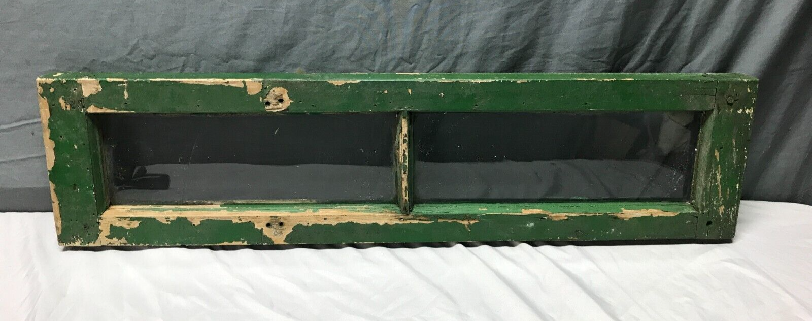 Antique 2 Lite 8x32 Shabby Pegged Country Green Transom VTG Chic Old