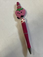 Custom beaded pens Fruit Strawberry Cute Gift Basket filler Journal School Black