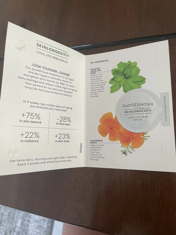 BareMinerals Skinlongevity 长效草本精华样品包 1 毫升。 全新 — 第 2/2 张图片