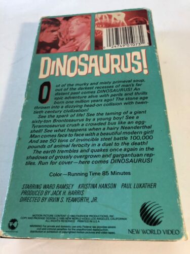 V038 VHS Tape Dinosaur Dinosaur-us! Brontosaurus Neanderthal T-Rex B-Movie 9544 - Picture 2 of 3
