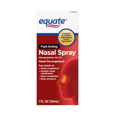 Equate Nasal Four Nasal Spray Decongestant, Phenylephrine Hydrochloride, 1 fl Oz