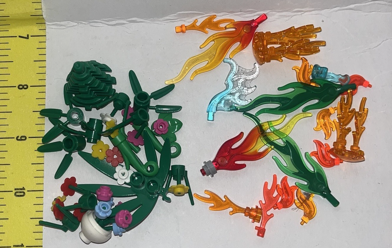 Lego Flora Fauna Flowers Plants & Iridescent Flames Water Parts Lot