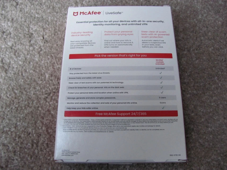 McAfee LiveSafe 2025 Unlimited Devices, Antivirus Internet 1-Year. Sealed Box! - Image 2 of 4