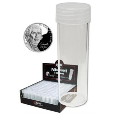 Nickel Coin Tubes 5 Cents Storage Box Of 100 Round BCW Screw Top Best Price