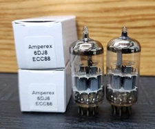 2-Amperex 6DJ8 ECC88 Vacuum Tubes Tested Pair Holland 𝛥 Loc.1A