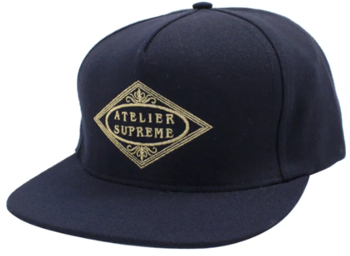 Chapeau SS15 Supreme Atelier 5 panneaux bleu marine strapback made in USA printemps été